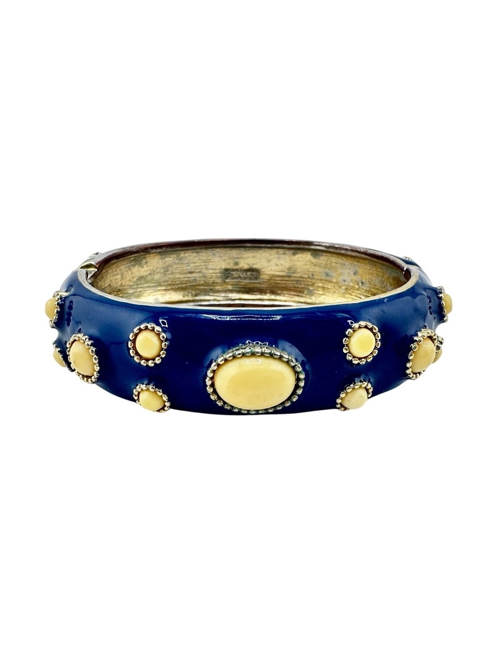 Vintage Fornash Navy Blue Enamel Hinged Bangle Bracelet